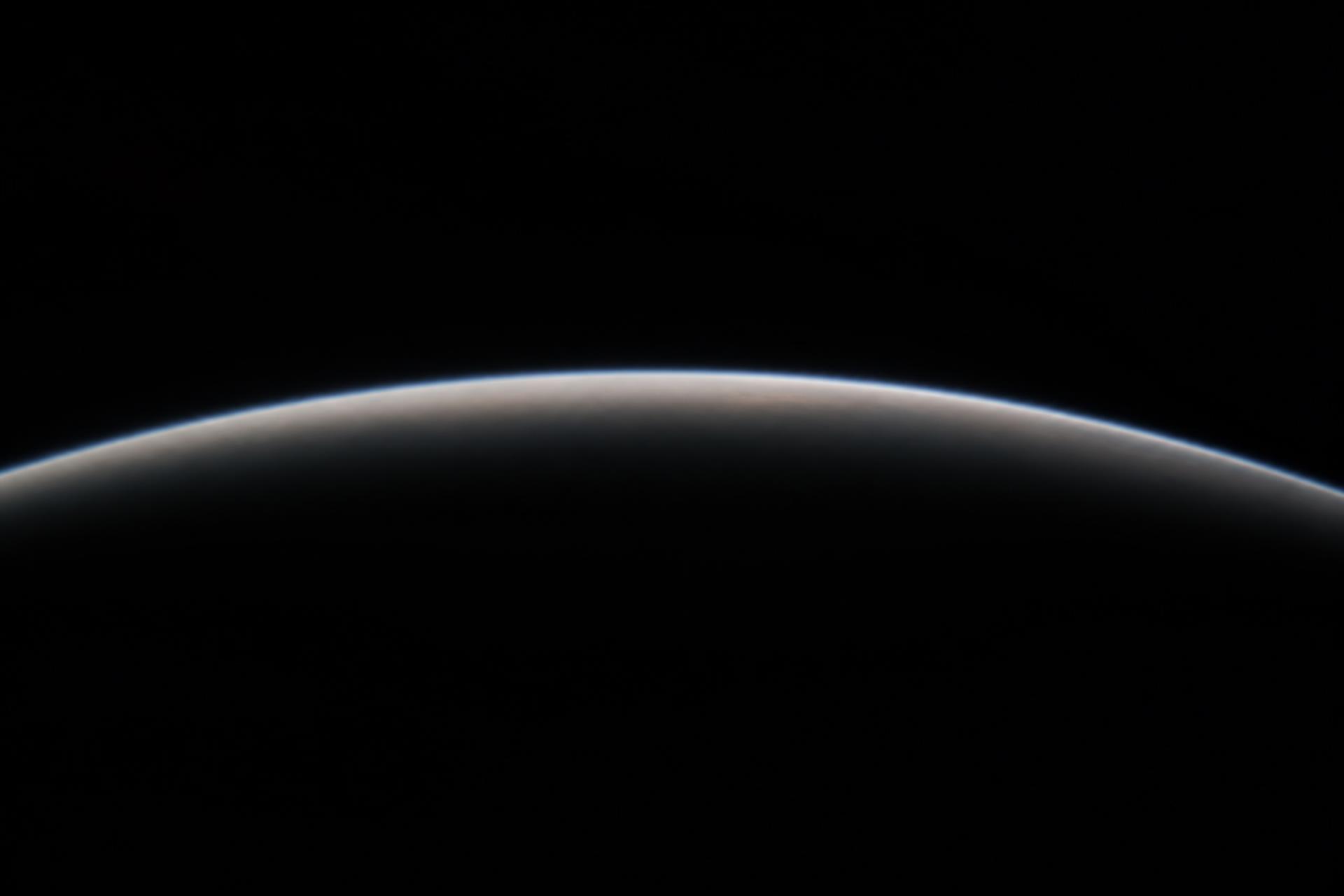Thin Mars atmosphere seen edge-on against black space
